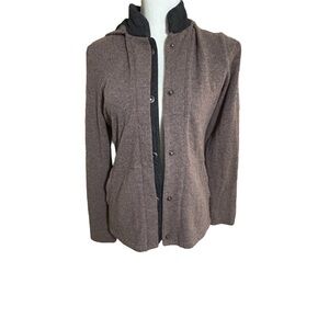 Horny Toad Brown Wool Blend Monterosa Hooded Longsleeve Jacket Size Small *FLAW*